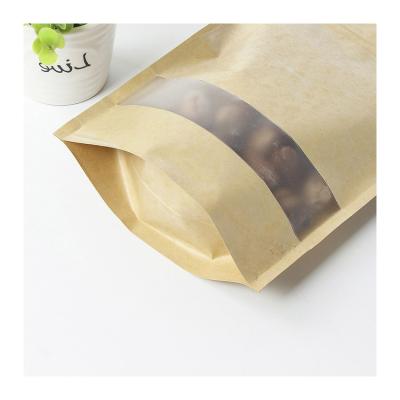 China Custom Craft Moisture Proof Resealable Pouches Recycled White Brown Kraft Paper Packaging Bags For Food Packaging for sale