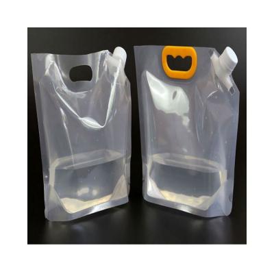 China Large Food Standard Transparent Plastic Bags Liquid Holder Up Spout Plastic Bag Beer Packaging Bag for sale