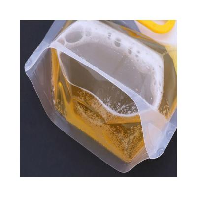 China 2021 New Design Food Grade Food Grade Stand Up Spout Bag With Plastic Handle For Liquid Beer Packaging for sale