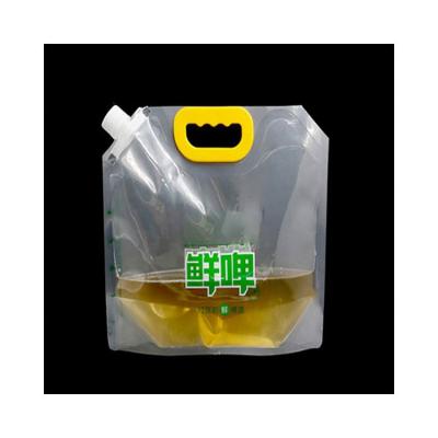 China Best Price Plastic Handle Moisture Proof Custom Printed Leak Proof Liquid Beer Take Out Bag With Spout for sale