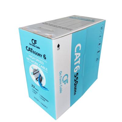 China Cat 6 cable 305m box network cable 23AWG 0.57mm utp cat 6 onfame ethernet cat6 bare copper cable for sale