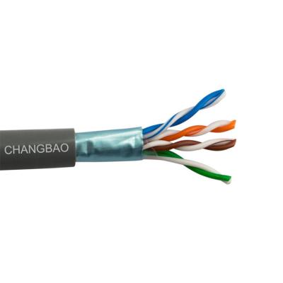 China Copper Computer Lan Ethernet Cables cat5e Indoor FTP Cable / Factory Solid Bare Network Cable CCA CHANGBAO for sale