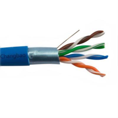 China Solid Bare Copper / CCA CHANGBAO 24AWG 4 Pairs Solid Core Indoor Computer Lan Network Cat 5e FTP Ethernet Cables for sale