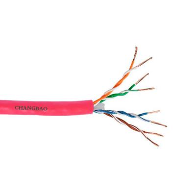 China High Quality Stranded Bare Copper LAN Cable Outdoor 305m Link 4 Pair UTP Pink Stranded Copper Cat6 Cable for sale