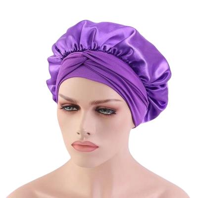 China Good Quality Verified Examined Fashionable Style Custom Logo Bath Shower Hat Silk Hoods For Hair for sale