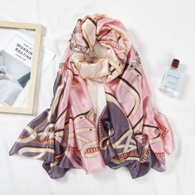 China Sweet Soft Feeling Accept Women's Beautiful Logo Luxury High Quality Silk Scarf Custom Silk Scarf Long Scarf for sale