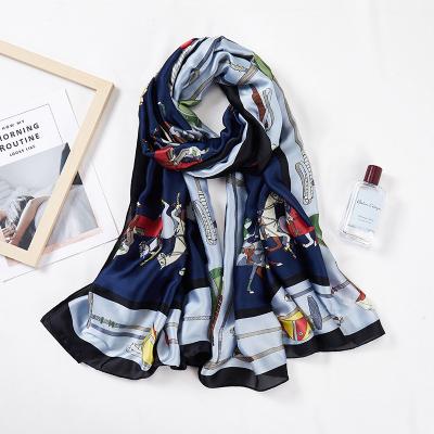 China Soft Smooth Feeling Fashion Promotion Beach Scarf Shawl Printed Silk Satin Scarf Scarf Custom for sale