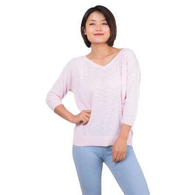 China Anti-wrinkle new arrivals ladies sweater knitted casual sweater V-neck girl sweater women for sale