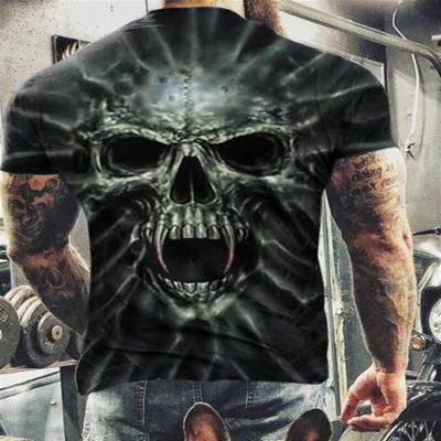 China QUICK DRY O-Neck Shorts Sleeve Casual Breathable Oversized Male T-Shirt Top Summer Horror 3D Skull Print Mens T Shirt for sale