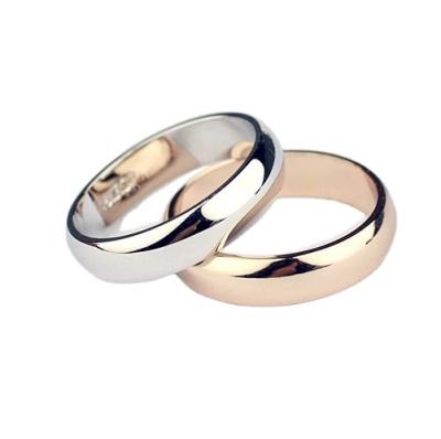 China Simple CLASSIC Color 18K Gold Couple Stainless Steel Ring Silver Wedding Ring for sale