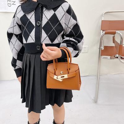 China 2022 Fashion Children Princess Checked Bag New Kids Invent Purse PU Leather Cute Mini Handbag Kids Girls Shoulder Bag for sale