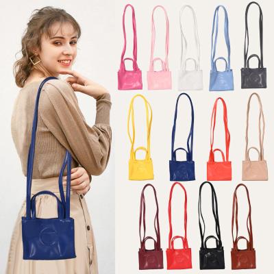 China Polyester Plain One Shoulder Female Handbag Small Outdoor Smooth PU Tote Bags for sale