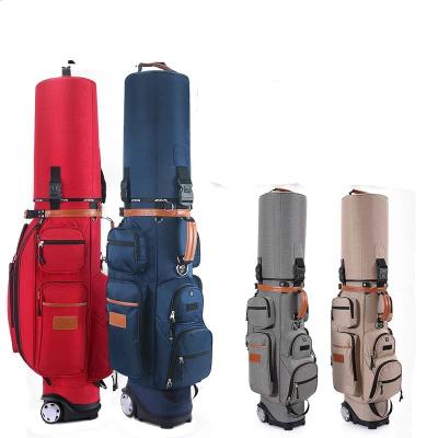 China Bud Light Golf Bag Stand Durable Foldable Air Golf Bag With 14 Dividers Large Capacity Zipper Wheels Flight Carrier Bag Golf Sports 20KG for sale