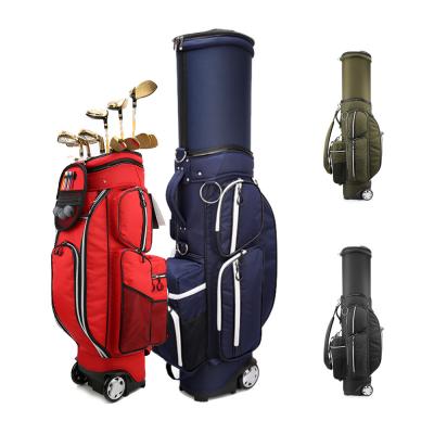 China Wholesale High Quality Durable Custom Big Wheels OEM Logo Waterproof Nylon Golf Bag Golf Bag Retractable Wheels for sale