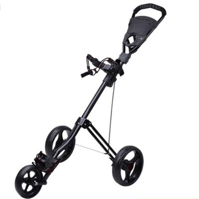 China Factory Price Non-automatic Push Aluminum Three Wheel Golf Trolley Golf Trolley Smart Push Trolley With Foot Brake for sale