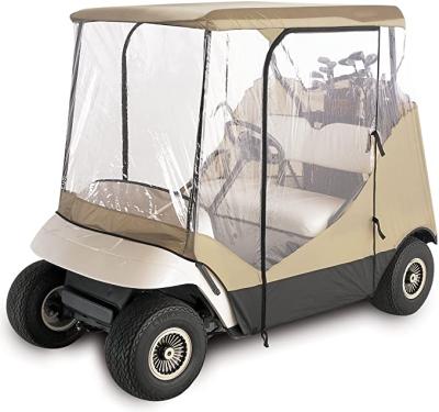 China Waterproof 2 Passenger Outdoor Golf Carts Covers With Clear PVC Window Golf Car Cover Customized Logo Golf Carts Covers For Club Cars for sale