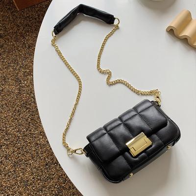 China Fashion Good Quality Luxury Designer Pure Color PU Shoulder Chain Soft Leather Cross - Body Bags For Women for sale