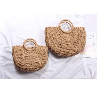 China New Design Bohemian Women Rattan Handmade Tote Handbags Grass Straw Beach Woven Bags for sale