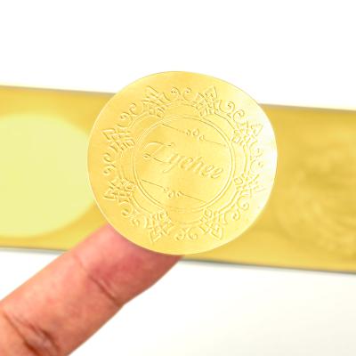 China Metallic Gold Embossed Stickers Die Cut Waterproof Custom Self Adhesive Logo Sticker Label 3D Gold Foil Stickers for sale