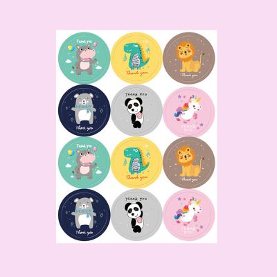 China Waterproof Custom Printing Cute Animal Sticker Kawaii Craft Packing Seal Thank You Sticker Sheet for sale