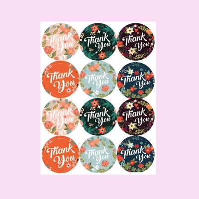 China Custom Waterproof Kiss Cup Gift Seal Label Flower Thank You Sticker Korean Cute Glossy Printing Sticker Sheet for sale