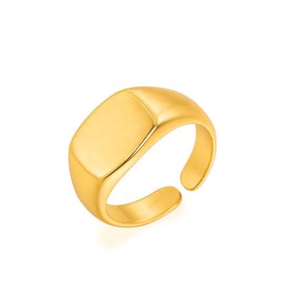 China FASHIONABLE Costume Unisex White Engraved 18K Gold Plated Brass Jewelry Maker Adjustable Inspired Finger Ring for sale