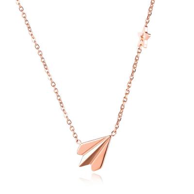 China FASHIONABLE High Quality Airplane Charm 18K Rose Gold Stainless Steel Paper Girl Gift Korea Pendant Necklace for sale