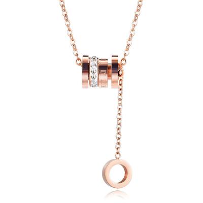 China FASHIONABLE Accessories Jewelry 18K Rose Gold Plated Stainless Steel Round Charm Pendant For Women Female Necklace for sale