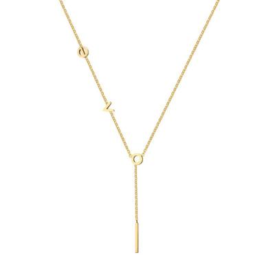 China Custom Made Trendy Girls Fashion Stainless Steel 18K Gold Plated Love Last Name Necklace for sale