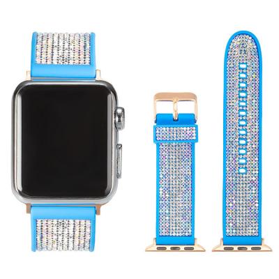 China Custom Waterproof Bling Zircon Silicon Rubber Band For iWatch Sport Designers Stretch Smart Watch Bands Accessories For Apple Watch for sale