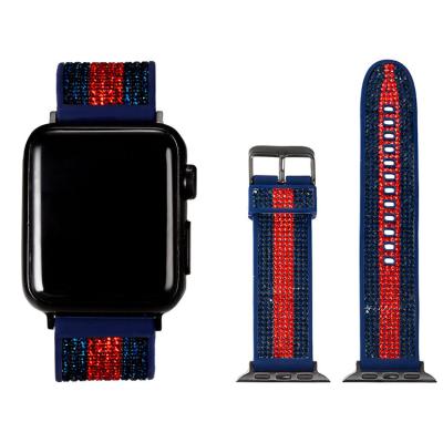 China Custom Luxury Bling Zircon Silicon Rubber Band For iWatch Sports Designers Smart Watch Slap Wristband Strap Series For Apple Watch for sale