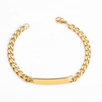 China Simple Design Letter Name Letter Name Engraved Fashion Valiant Antique Link Chain Engraved Fashion Hip Hop Gold Plated Bracelet for sale