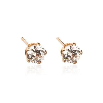 China Popular 18K Rose Gold Plated CZ Stone Post Stud Earrings Fashion Style Korean Zircon Earring for sale