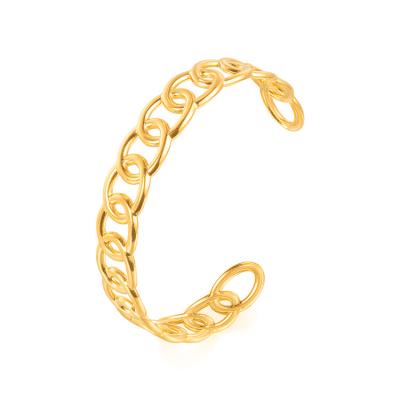 China Fashionable Wholesale Custom Made High End Lady Costume 18K Gold Plated Stainless Steel Jewelry Women Accessories Stretching Link Bangle Bracelet for sale