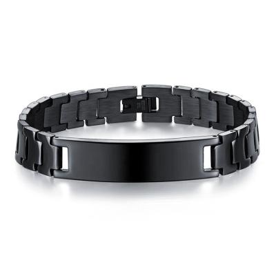 China Wholesale Fashion TRENDY Engraved Custom Curved Steel Men's Blank Bar Bracelet for sale