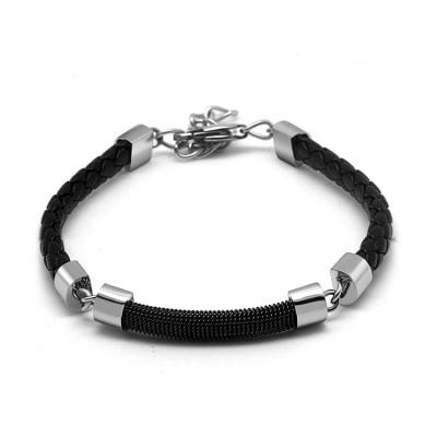 China Trendy Vintage Italian Jewelry, Italian Stainless Steel Leather Bracelet, Italian Men's Bracelet for sale