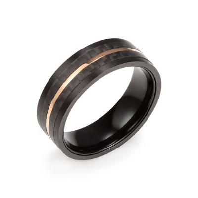 China Wholesale High Quality Hiphop Fashion Jewelry Custom Men's Black Carbon Fiber Stainless Steel Ring for sale