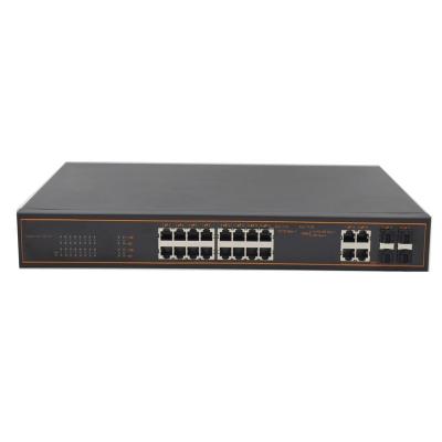 China Support VLAN 16 Original Industrial Grade Network Port Switch 16*10/100base-Tx Unmanaged Port With 4 SFP Gigabit Switch for sale