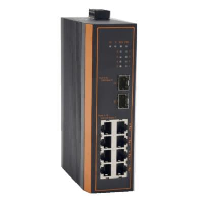 China Support 8 Port Full Gigabit Ethernet Industrial Unmanaged Switch VLAN With 2 SFP DIN Rail Network Switch for sale