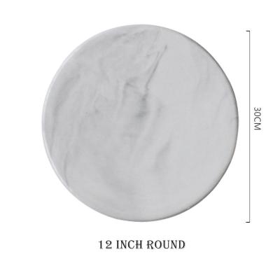 China Viable Nordic Marble Pattern Flat Dish Pot Mat Western Plate Cake Dessert Dish Decoration Ceramic Place Mat for sale