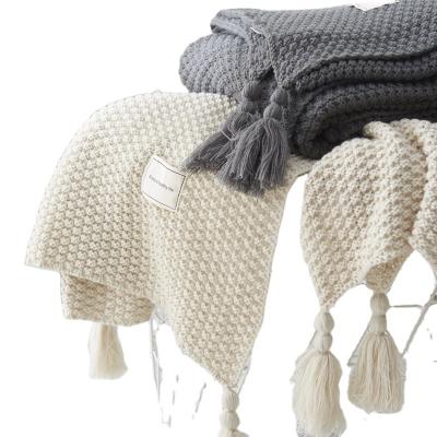 China Nordic Breathable Tassel Knitted Wool Office Air Conditioner Lunch Break Shawl Sofa Leisure Cover Blanket for sale