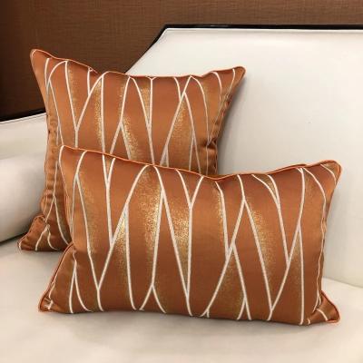 China Anti-Static Geometric Silk Cushion Cover Faux Silk Cushion Cover Ivory Orange Home Decorative Pillow Case Cover for sale