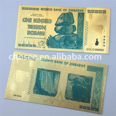 China Hot Sale 24k Gold Foil Europe 100 Hundred Zimbabwe Trillion Banknote For Collection for sale