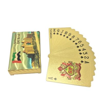 China Souvenirs Waterproof Atlantis Dubai Model 24K Gold Playing Cards Deck Playing Plastic Card For Gambling for sale