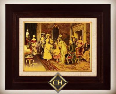 China Luxury European painting of Europe on 24k gold leaf for sale