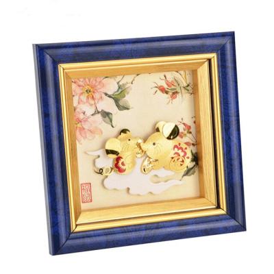 China Hand Made Chinese Europe Crafts 3D Zodiac Painting 24k Gold Foil Frames Pictures Traditional Decor Pictures Art Wall Home Decor Gifts for sale