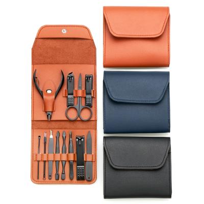 China Nail Care Treatments 12pcs Personal Care Tool Toenail Clipper Set Toenail Cutter Set Nail Clippers Sharp Travel Set with Scissors in Leather Box for sale