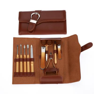 China Nail Care Treatments 10pcs Stainless Steel Toenail Clippers Set Travel Set Nail Grooming Cutter Set With Leather Box for sale