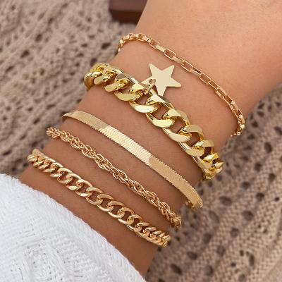 China Gold TRENDY Snake KISSWIFE Chain Bracelets Charm Multilayer 5 Layers Cuban Chain Bracelet For Women for sale