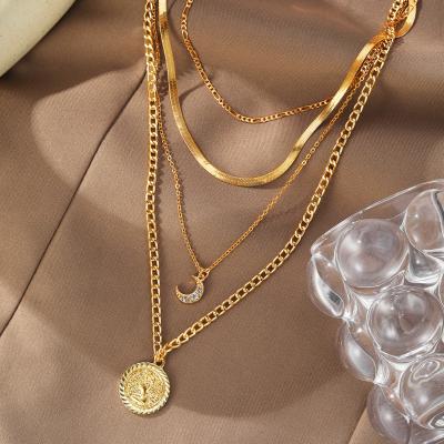 China FASHIONABLE Bohemian Pendant Choker Lock Barrel Jewelry Gold KISSWIFE Multi Layers Necklace For Women for sale